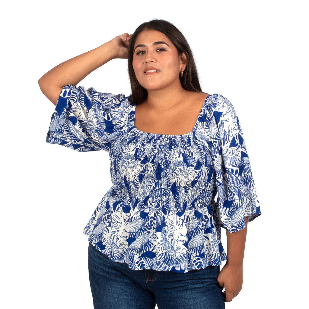 Blusa Magnolia Challis Estampado Manga 3/4 Mujer - 2x S/70.00 y 3x S/90.00