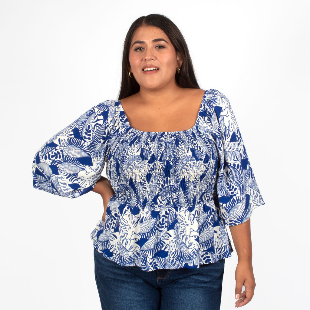 Blusa Magnolia Challis Estampado Manga 3/4 Mujer - 2x S/70.00 y 3x S/90.00