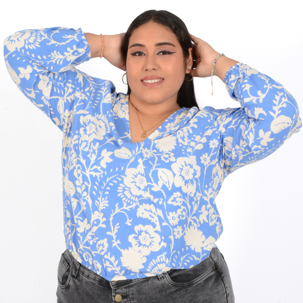 ¡NUEVO! - Blusa Magnolia Challis Manga Larga Mujer