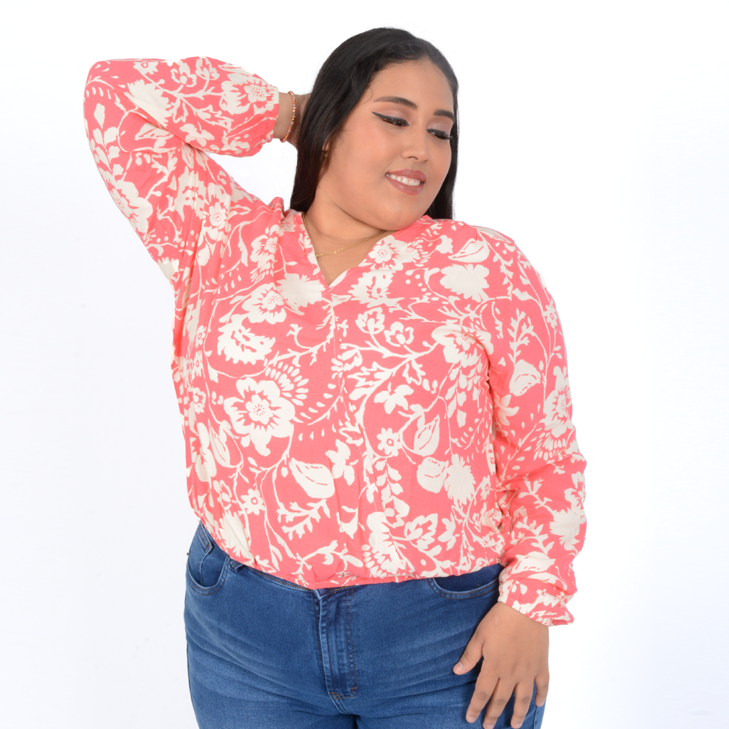 ¡NUEVO! - Blusa Magnolia Challis Manga Larga Mujer