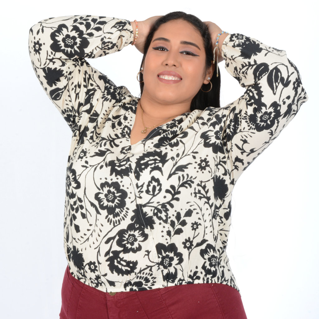 ¡NUEVO! - Blusa Magnolia Challis Manga Larga Mujer