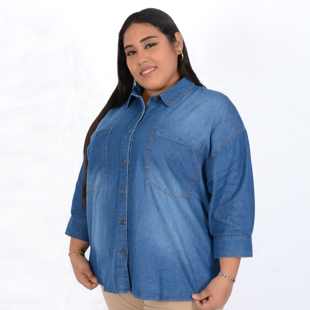 ¡NUEVO! - Blusa Magnolia Denim Manga 3/4 Mujer