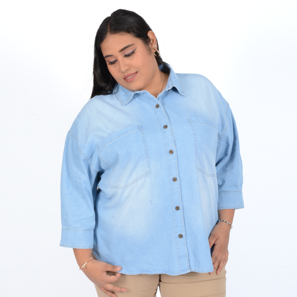 ¡NUEVO! - Blusa Magnolia Denim Manga 3/4 Mujer